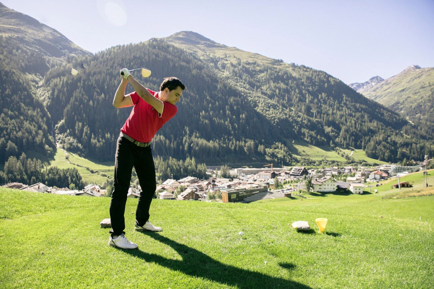 Golfing right next to our apartments in St. Anton
