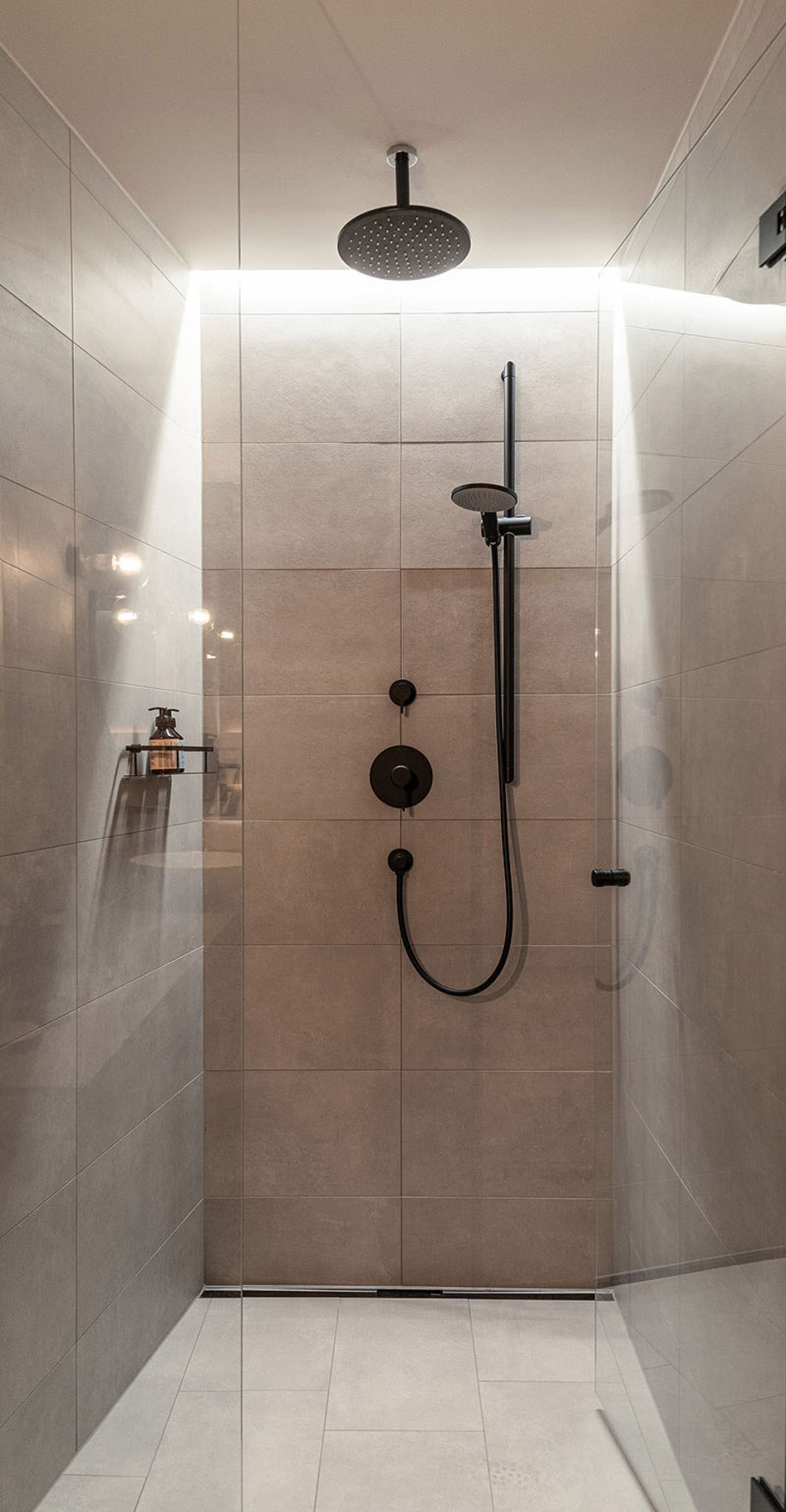 Spacious shower in the bathroom of Apartment #1