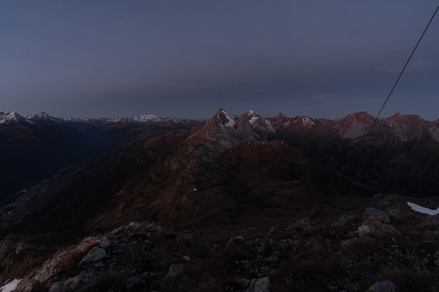 Blue hour over the mountain panorama near St. Anton am Arlberg